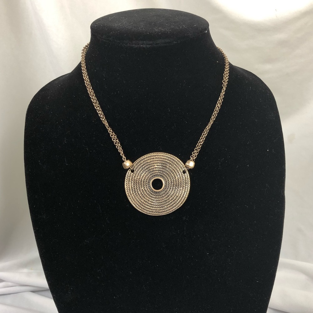Reversible Choker Necklace Adjustable 18” To 21” Long 2” Round Medallion